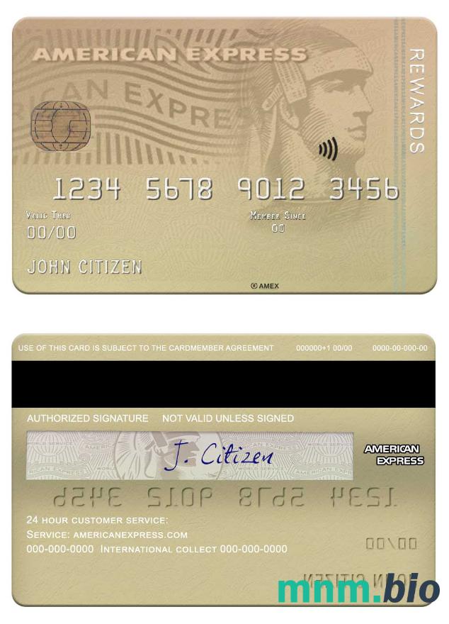 USA Ohio SUTTON bank Amex Membership Rewards Credit karta w pełni edytowalne PSD